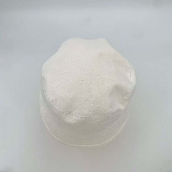 Louis Vuitton Reversible Bucket Hat White/Yellow Cotton Branded Logo Design 60cm - Picture 5 of 9
